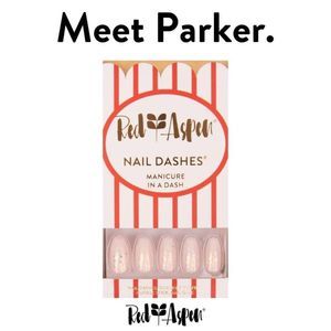 NIB Red Aspen "Parker’s Popcorn" Nails – Long Coffin Pink & White Ombre